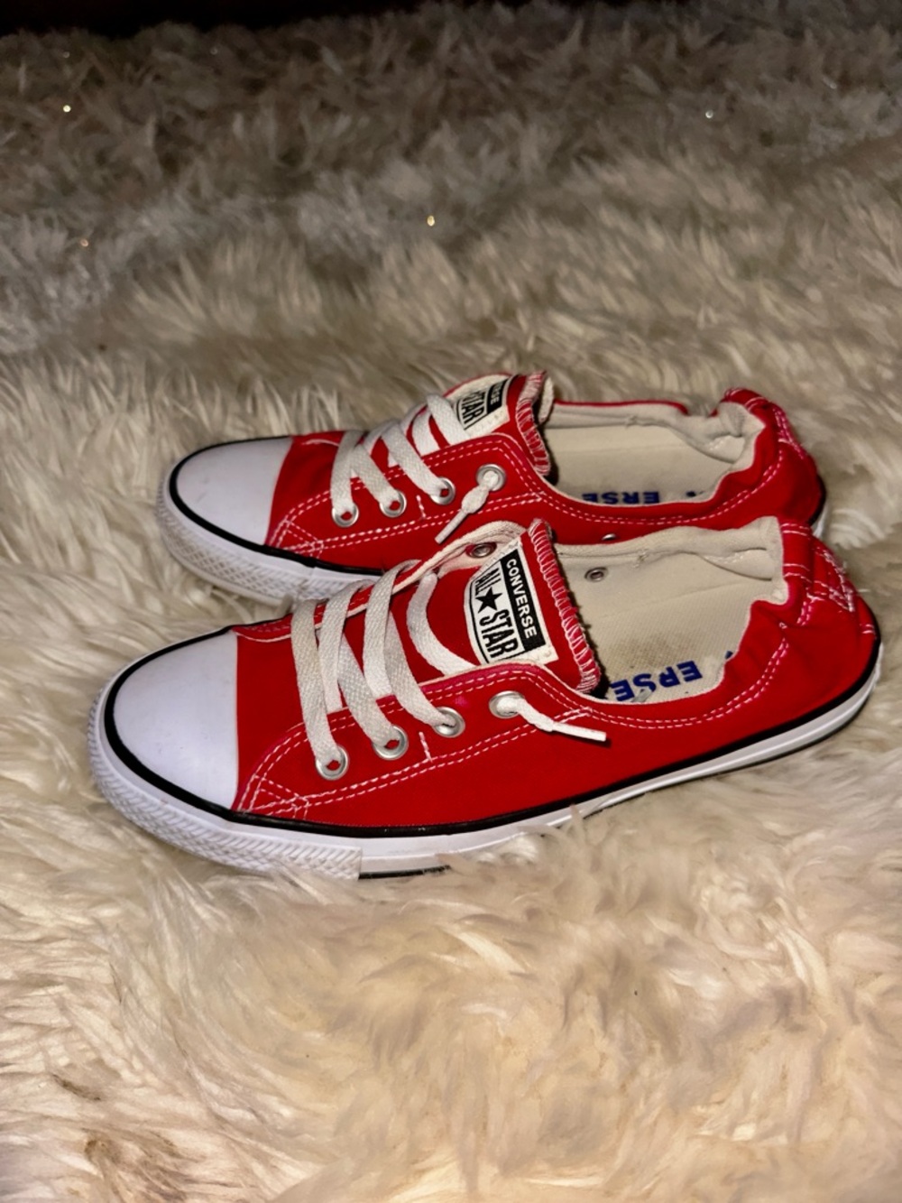 Converse Women’s 8.5 Red & White Low Top Canvas Sneakers